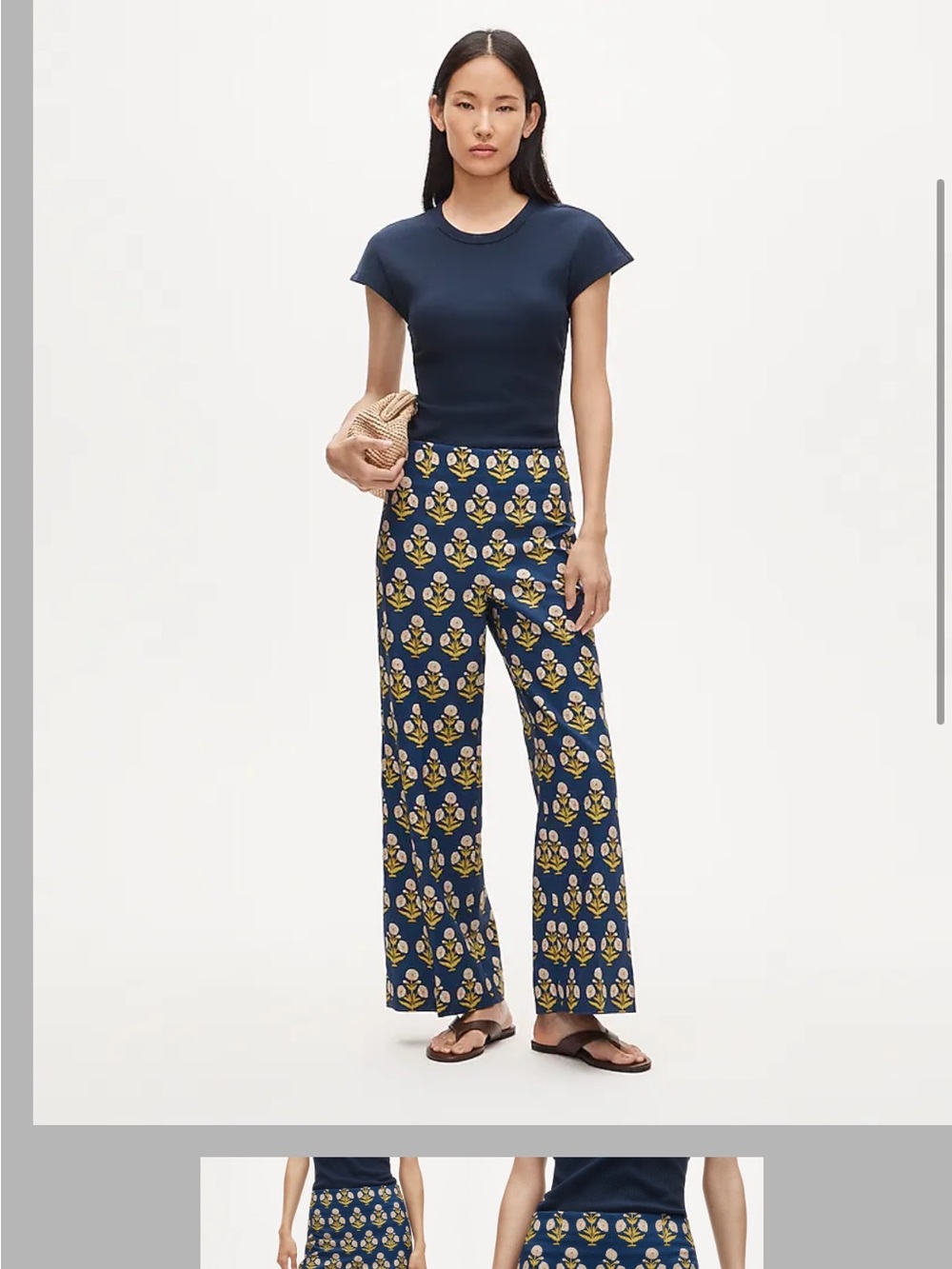 Jcrew Rori block print Women’s Navy Floral Wide-Leg Pants 00